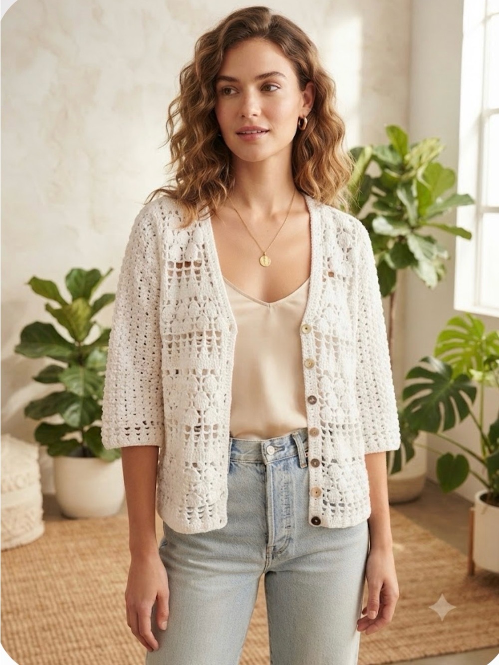 Shannon Passero Crocheted 100% Cotton Sweater